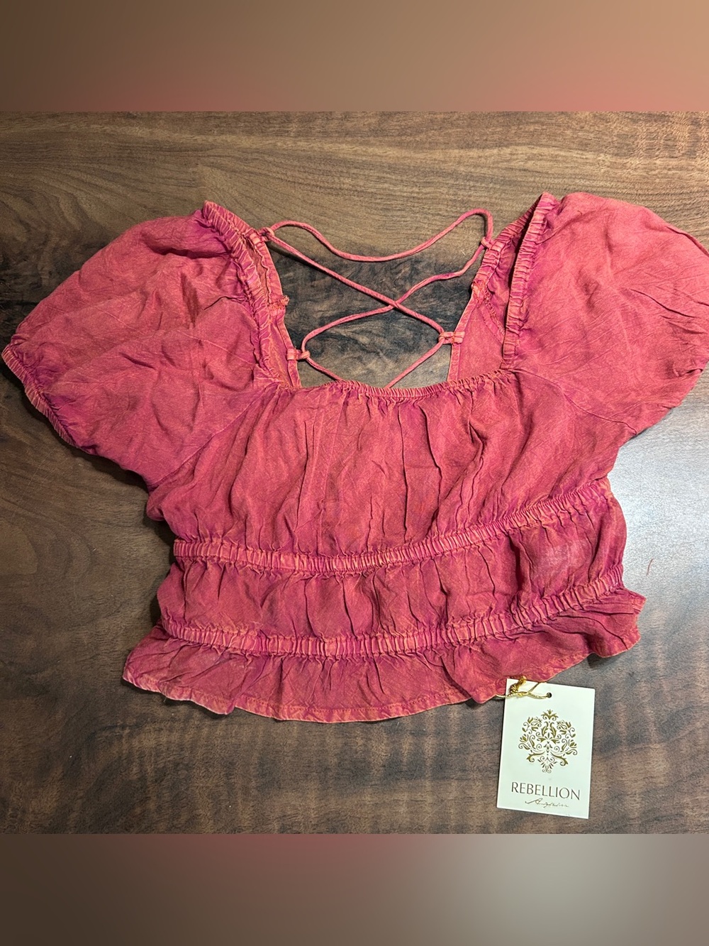 Rebellion Again Cropped Strappy Back Off-Shoulder Top